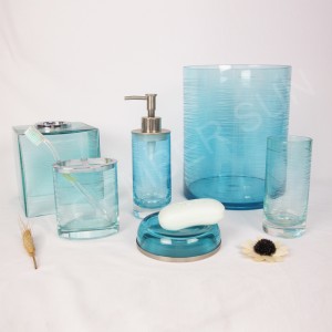 Rayures de gravure rondes avec accessoires de salle de bains en verre égoutté de couleur